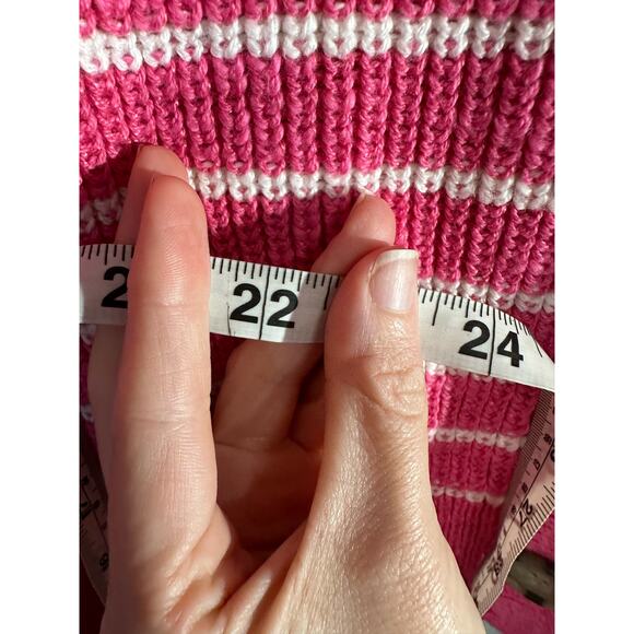 Loft Cardigan Sweater Women Small Pink Striped Oversized V Neck Cozy Casual - Picture 7 of 7